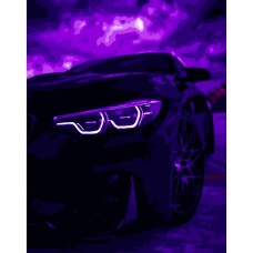 Картина за номерами Strateg ПРЕМІУМ Фара у фіолетовому світлі розміром 40х50 см (DY280)