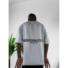 Крутая качественная мужская футболка оверсайз (oversize) “ABOFUCKINLUTELY” в светло-сером цвете