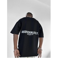 Легкая качественная мужская футболка овер сайз (oversize) “ABOFUCKINLUTELY” черная