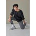 Стильная базовая мужская футболка оверсайз (oversize) черная