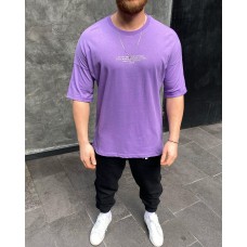 Крута якісна чоловіча футболка овер сайз (oversize) Always Be Positive у фіолетовому кольорі