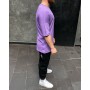 Крутая качественная мужская футболка овер сайз (oversize) «Always Be Positive” в фиолетовом цвете