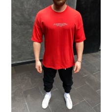 Крута якісна червона чоловіча футболка овер сайз (oversize) "Always Be Positive"