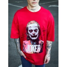 Пушечная оверсайз футболка “Joker” в красном цвете