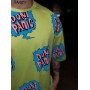 Пушечная оверсайз футболка “Don’t Panic” в салатовом цвете