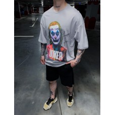 Пушечная оверсайз футболка “Joker” в сером цвете