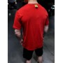Крута модна триколірна (червоний, білий, чорний) оверсайз футболка з принтом / Футболки з черепами чоловічі