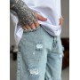 Модные джинсовые шорты мужские летние на каждый день свободные  голубые / Шорты джинсовые мужские рваные
