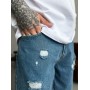 Модні джинсові шорти для чоловіків легкі на кажен день вільні синього кольору / Шорти джинсові чоловічі рвані