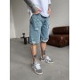 Стильні джинсові шорти для чоловіків літні повсякденні  оверсайз блакитні / Шорти джинсові чоловічі рвані