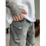 Модні джинсові шорти для чоловіків легкі повсякденні  оверсайз сірого кольору / Шорти джинсові чоловічі рвані