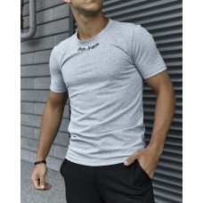 Летняя классическая мужская футболка на каждый день серая / Стильные футболки мужские брендовые