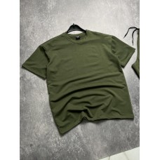 Легка чоловіча футболка оверсайз (oversize) на кожен день кольору хакі / Стильні футболки чоловічі брендові