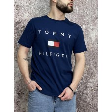Легкая классическая мужская футболка на каждый день синяя / Качественные футболки мужские брендовые