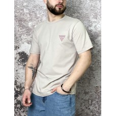 Летняя классическая мужская футболка на каждый день бежевая / Качественные футболки мужские брендовые