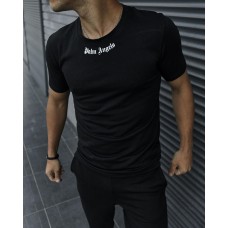 Летняя классическая мужская футболка повседневная черная / Стильные футболки мужские брендовые