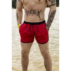 Стильні купальні шорти для чоловіків червоні однотонні / Шорти пляжні чоловічі для купання