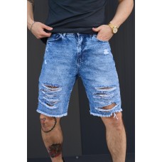 Стильные джинсовые шорты мужские летние на каждый день  оверсайз  синие / Шорты джинсовые мужские рваные