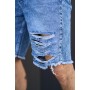 Стильні джинсові шорти для чоловіків легкі на кожен день  оверсайз  синього кольору / Шорти джинсові чоловічі рвані