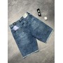 Стильні джинсові шорти для чоловіків легкі на кожен день  оверсайз  синього кольору / Шорти джинсові чоловічі рвані