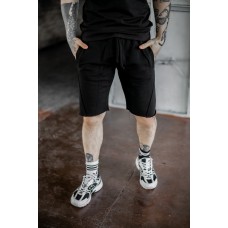 Стильные трикотажные шорты для мужчин летние повседневные свободные  черные / Шорты спортивные мужские трикотажные