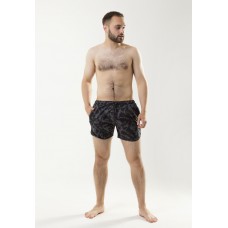 Удобные пляжные шорты для мужчин серого цвета с рисунком / Шорты пляжные мужские для плавания