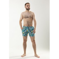 Стильные пляжные шорты для мужчин зеленые с принтом / Шорты пляжные мужские для купания