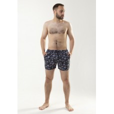 Модні пляжні шорти для чоловіків чорні з принтом / Шорти пляжні чоловічі для плавання