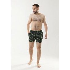 Стильные шорты для купания мужские черные с принтом / Шорты пляжные мужские для плавания