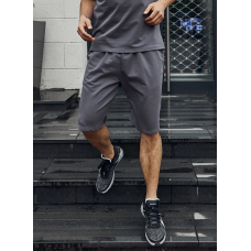 Стильные трикотажные шорты мужские легкие повседневные  оверсайз  темно-серые / Шорты спортивные мужские трикотажные