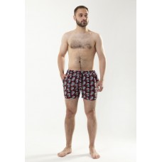 Модные шорты для плавания для мужчин черные с рисунком / Шорты пляжные мужские для купания
