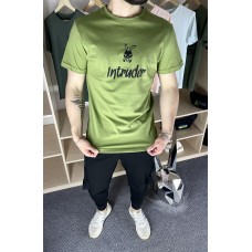Летняя мужская футболка на каждый день цвет Оливковый | Стильные футболки мужские брендовые