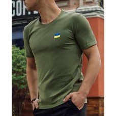 Легка класична чоловіча футболка повсякденна кольору хакі | Стильні футболки чоловічі брендові