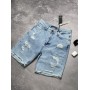 Зручні джинсові шорти для чоловіків легкі на кажен день вільні блакитні / Шорти джинсові чоловічі рвані