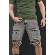Удобные джинсовые шорты для мужчин летние на каждый день  оверсайз  серого цвета / Шорты джинсовые мужские рваные