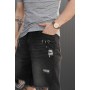 Модные джинсовые шорты мужские летние на каждый день свободные  черные / Шорты джинсовые мужские рваные