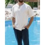 Летняя льняная рубашка мужская с коротким рукавом на каждый день белая / Стильные льняные рубашки для мужчин