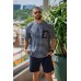 Легкий стильный мужской костюм на лето шорты + футболка casual синий