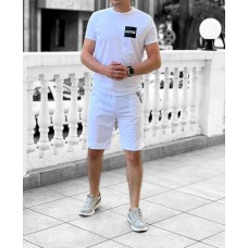Літній стильний чоловічий літній костюм шорти + футболка casual білий