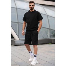 Зручний модний чоловічий літній костюм футболка та шорти повсякденний чорний