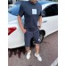 Летний модный мужской костюм на лето футболка и шорты casual серый