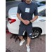Летний модный мужской костюм на лето футболка и шорты casual серый