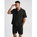 Легкий качественный мужской летний костюм рубашка с шортами casual черный
