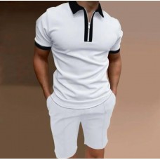 Легкий качественный мужской костюм на лето футболка и шорты повседневный белый
