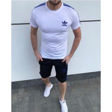 Легкий качественный мужской летний комплект футболка и шорты повседневный белый