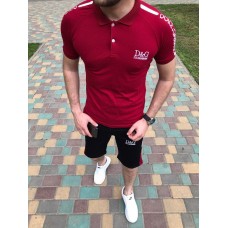 Легкий модный мужской летний костюм шорты + футболка на каждый день красный