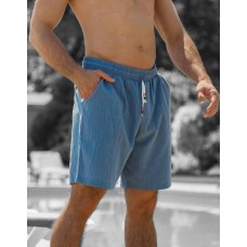 Модные трикотажные шорты для мужчин летние на каждый день свободные  синие / Шорты спортивные мужские льняные