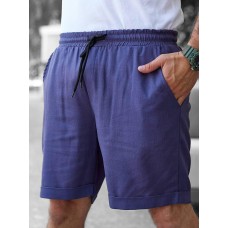 Модные трикотажные шорты мужские легкие на каждый день свободные  синие / Шорты спортивные мужские льняные