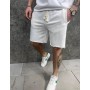 Модные трикотажные шорты мужские легкие повседневные свободные  белые / Шорты спортивные мужские трикотажные
