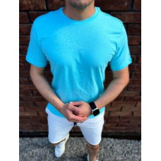 Легкая классическая мужская футболка на каждый день голубая | Стильные футболки мужские брендовые